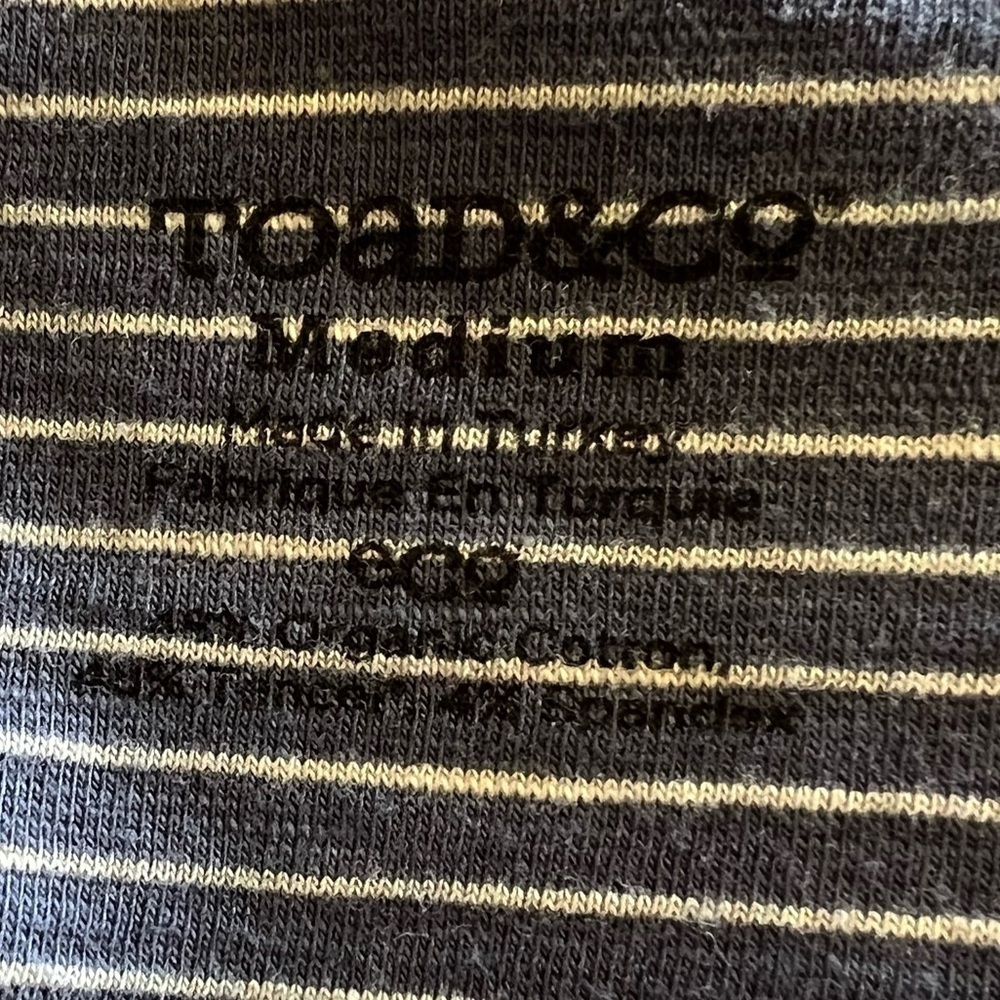 Toad & Co Medium Blue White Stripe Dress Fit & Flare Organic Cotton Casual - Picture 7 of 8